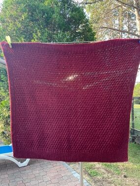 Handmade Burgundy Knit Throw Blanket - Cozy Home Accent